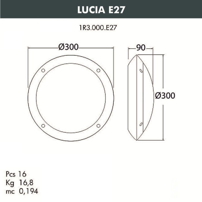 Настенный светильник уличный Lucia 1R3.000.000.AYE27OR1