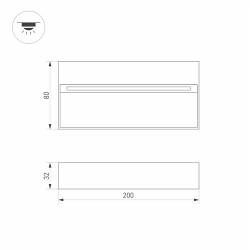 Светильник LGD-TRACE-S200x80-8W Warm3000 (GR, 65 deg, 230V) (ARL, IP65 Металл, 3 года)