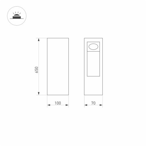 Светильник LGD-MARK-BOLL-H650-7W Warm3000 (GR, 60 deg, 230V) (ARL, IP54 Металл, 3 года)