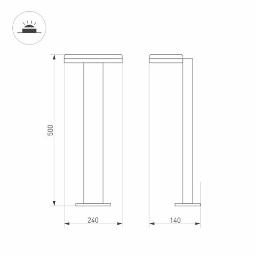 Светильник LGD-TENT-BOLL-H500-9W Warm3000 (GR, 110 deg, 230V) (ARL, IP65 Металл, 3 года)