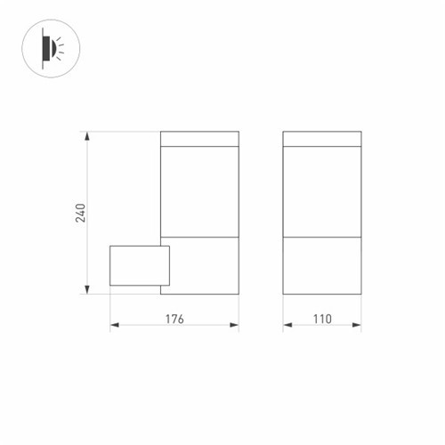 Светильник LGD-STEM-WALL-10W Warm3000 (GR, 185 deg, 230V) (ARL, IP65 Металл, 3 года)