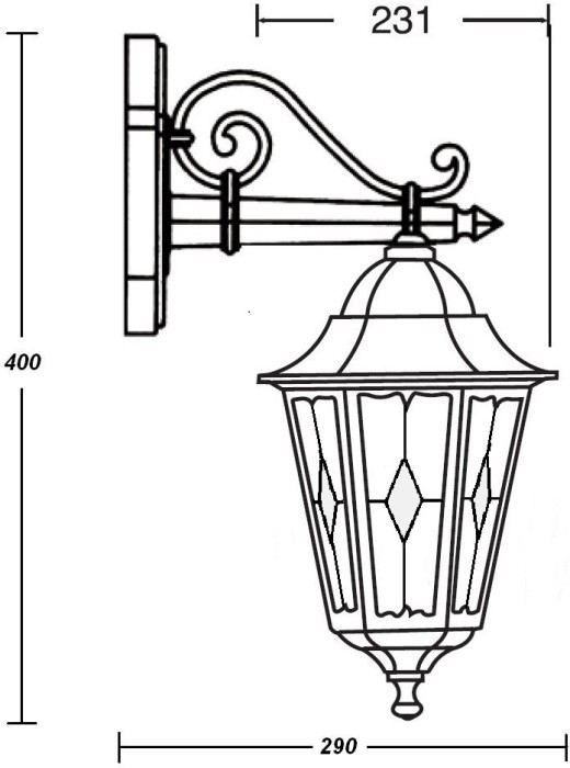 Настенный фонарь уличный PETERSBURG lead GLASS 79802lg Bl