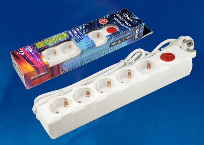 Розеточные блоки, удлинители Universal S-GSU5-3 WHITE