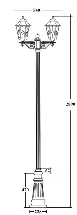 Наземный фонарь PETERSBURG lead GLASS 79810lgA B2 Bl